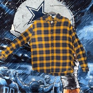 Goodfellow & Co Yellow and Navy Plaid Men's Shirt